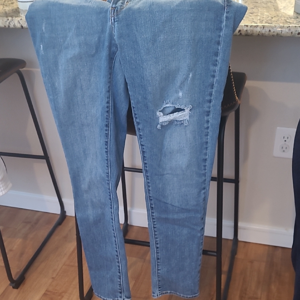 Levi's Blue Straight Leg Jeans with Distressing